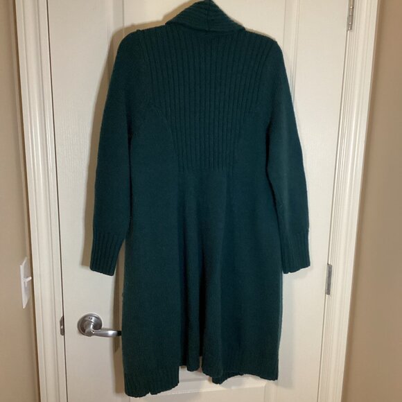 Wallis Women's Open Front Cardigan Duster Size M Dark Green Chunky Warm - Picture 4 of 8